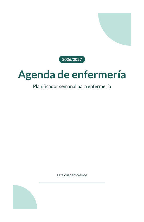 Primera página de la agenda con espacio para el nombre
